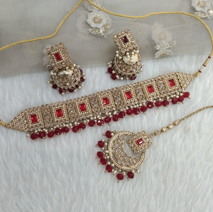Maroon Choker Jewellery Gisborne  Set