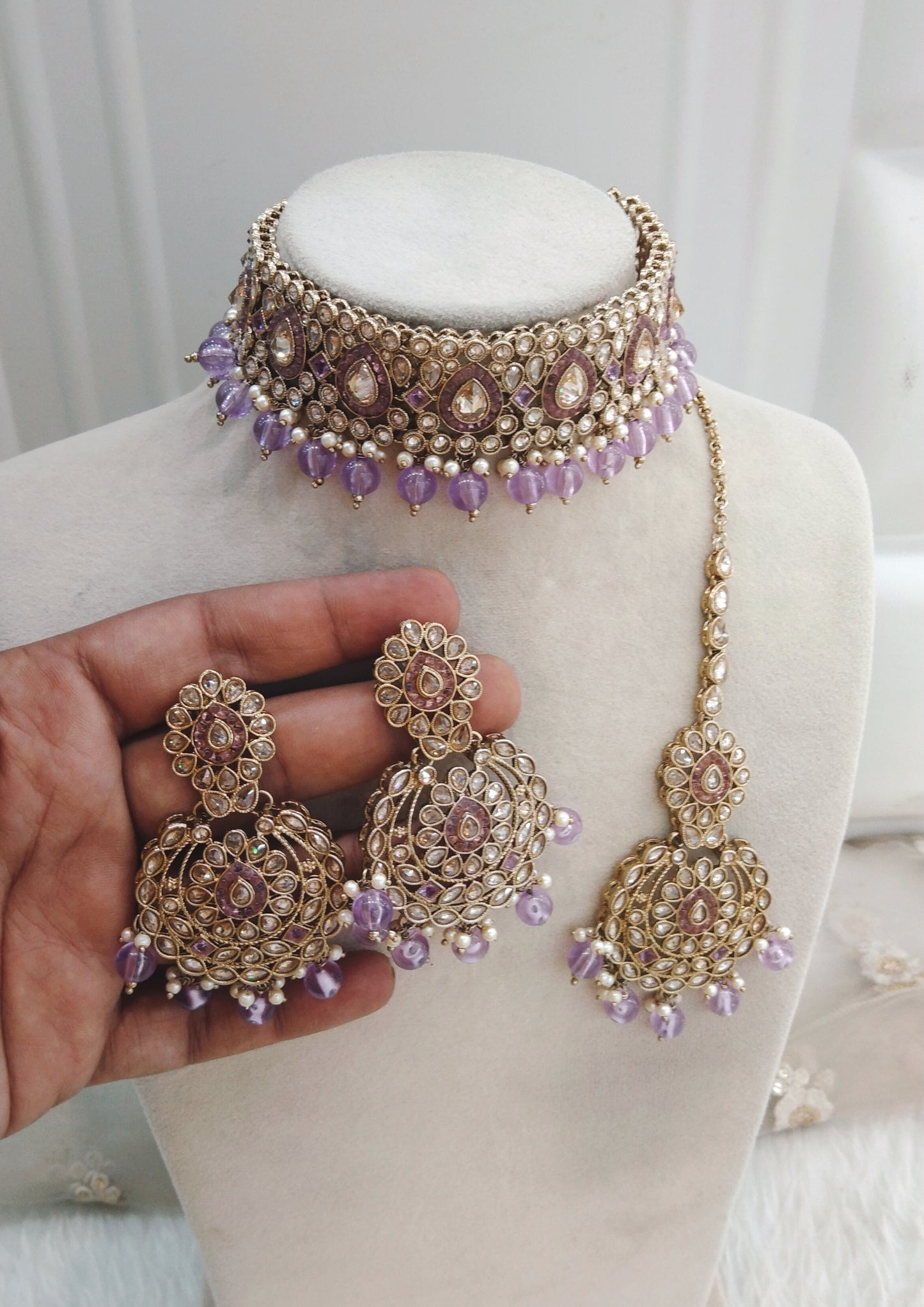 Lavender Choker Jewellery Holly  Set