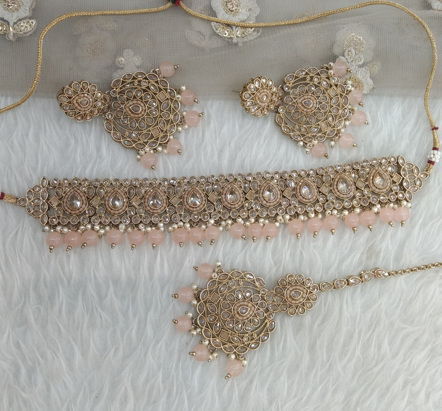 Peach Choker Jewellery Holly  Set