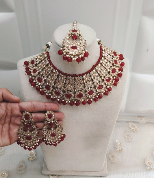 Maroon necklace Jewellery Queen Town Set