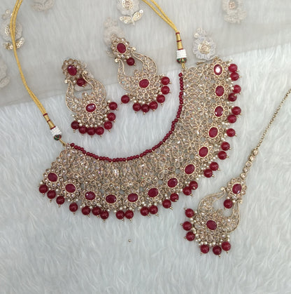 Maroon necklace Jewellery Queen Town Set