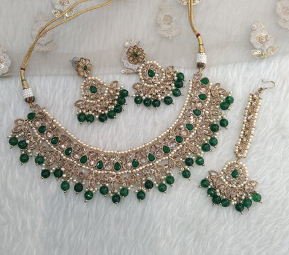 Green  necklace Jewellery Queen Town Set