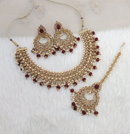 Maroon necklace Jewellery Longman Set