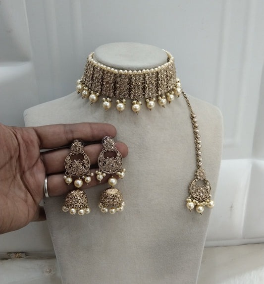 Antique Golden Choker Jewellery Learn Set