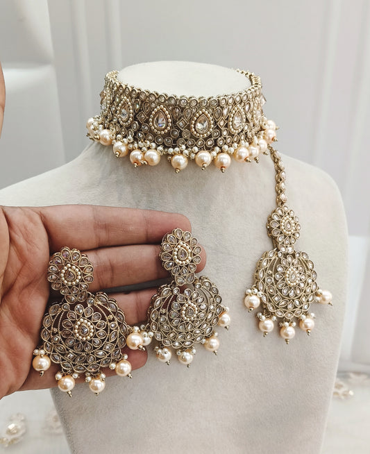 Antique Gold Choker Jewellery Sandieso  Set