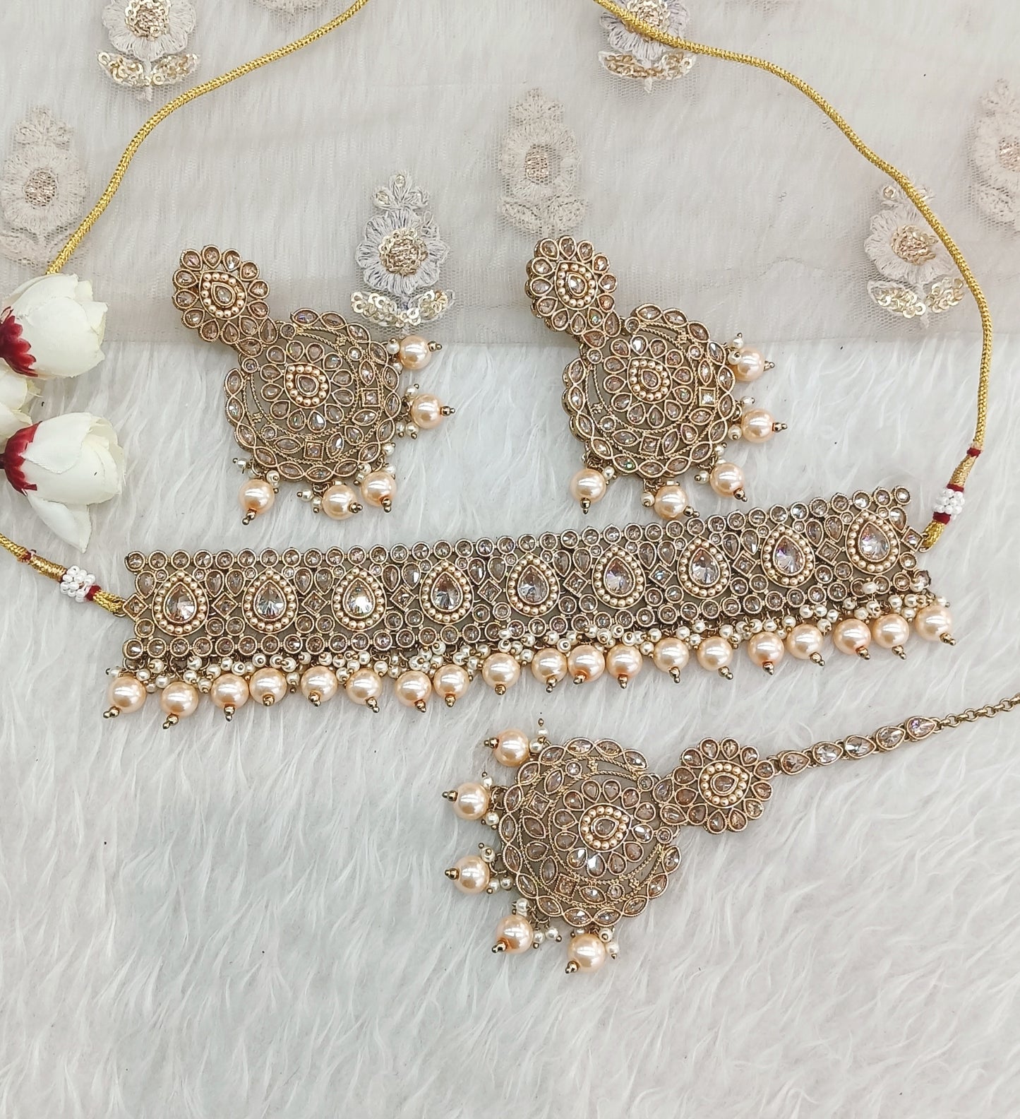 Antique Gold Choker Jewellery Sandieso  Set