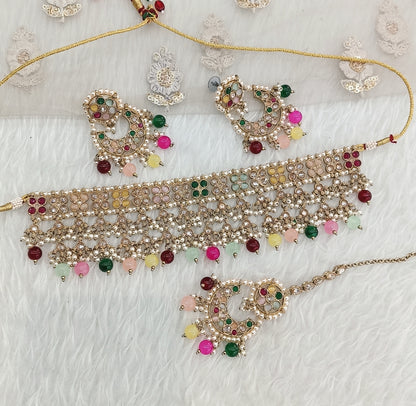 Multi Color Choker Jewellery Shine Set