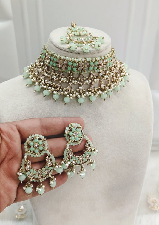 Pista Color Choker Jewellery Shine Set