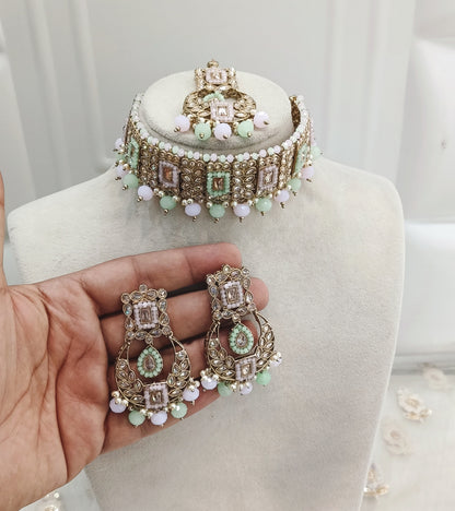 Mint Pink Choker Jewellery Oswego Set