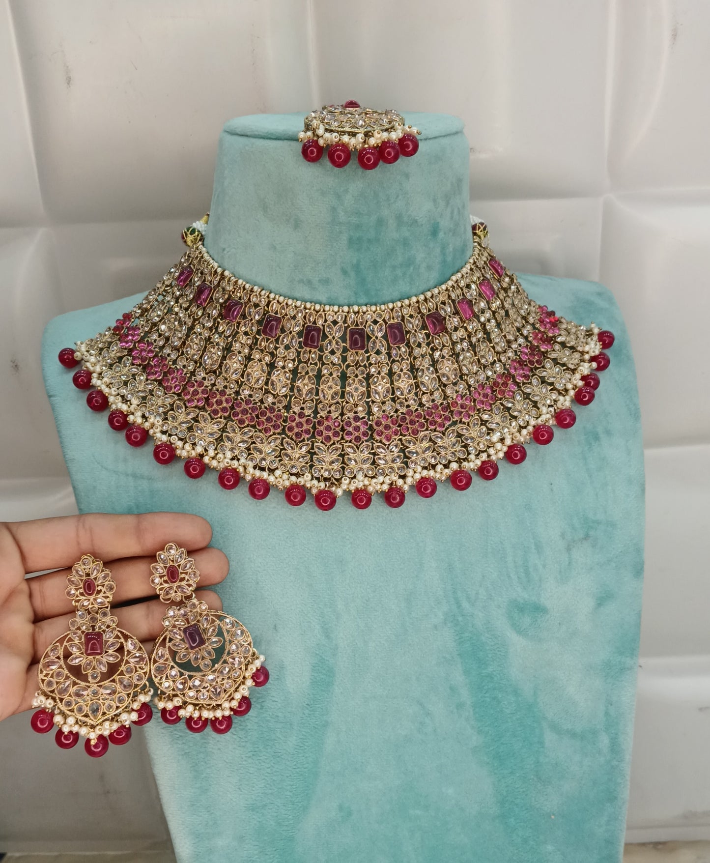 Majenta Kundan 21 Karet Choker Nacklace Jewellery Sydney Set