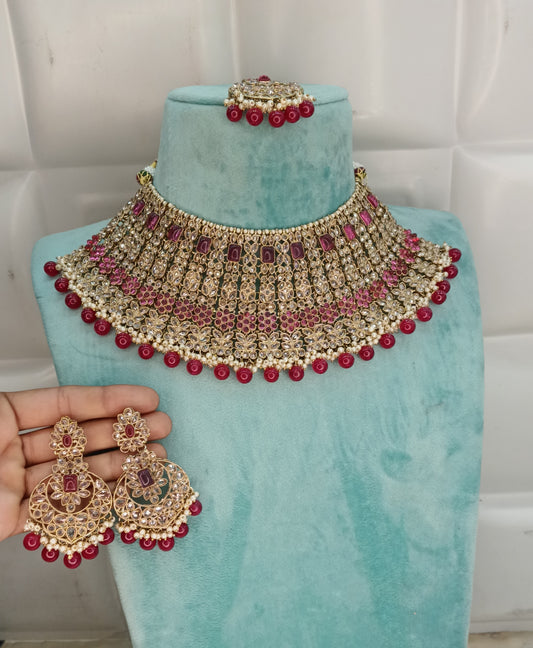 Majenta Kundan 21 Karet Choker Nacklace Jewellery Sydney Set