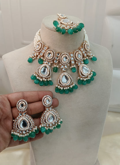 Turquosi Kundan 21 Karet Choker Jewellery hudi Set