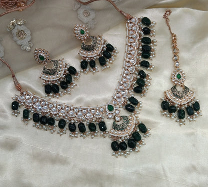 Green Kundan 21 Karet Necklace Jewellery Most Set