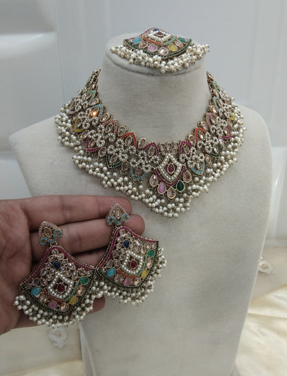 Multi Gold Necklace Jewellery Sital Set