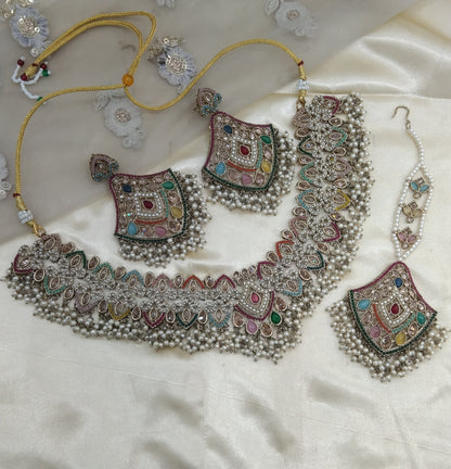 Multi Gold Necklace Jewellery Sital Set