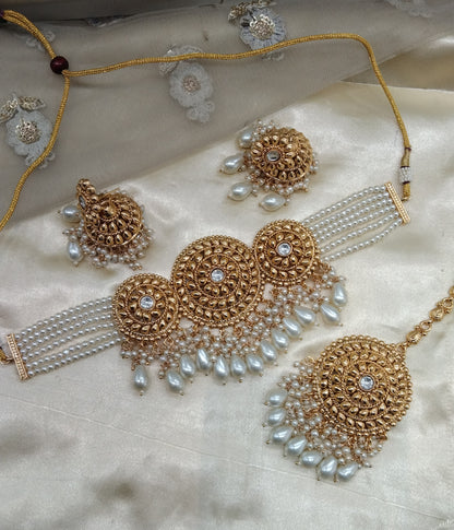 White Gold Punjabi choker Birpal set