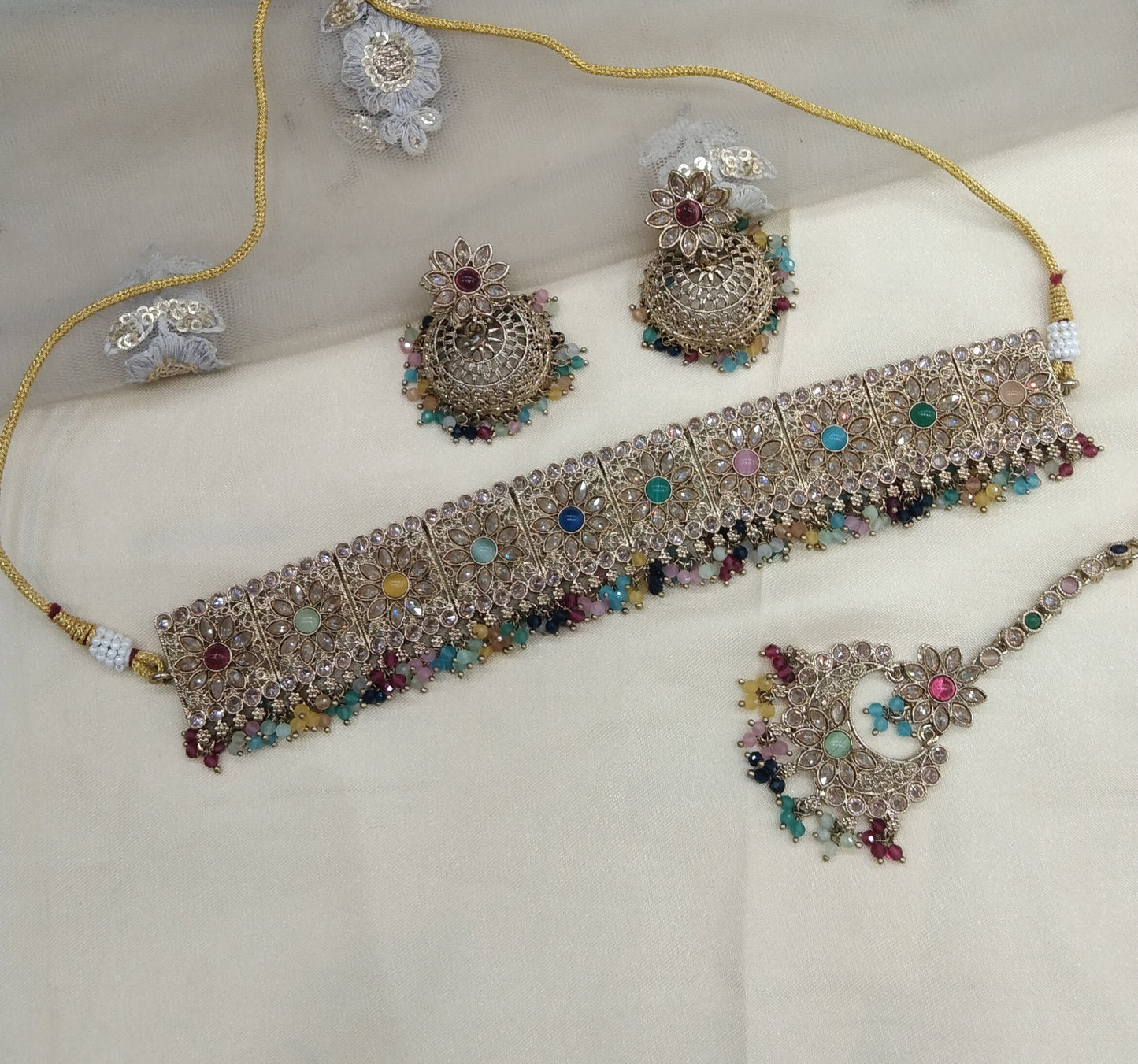 Multi Colour Choker Jewellery Seema  Set