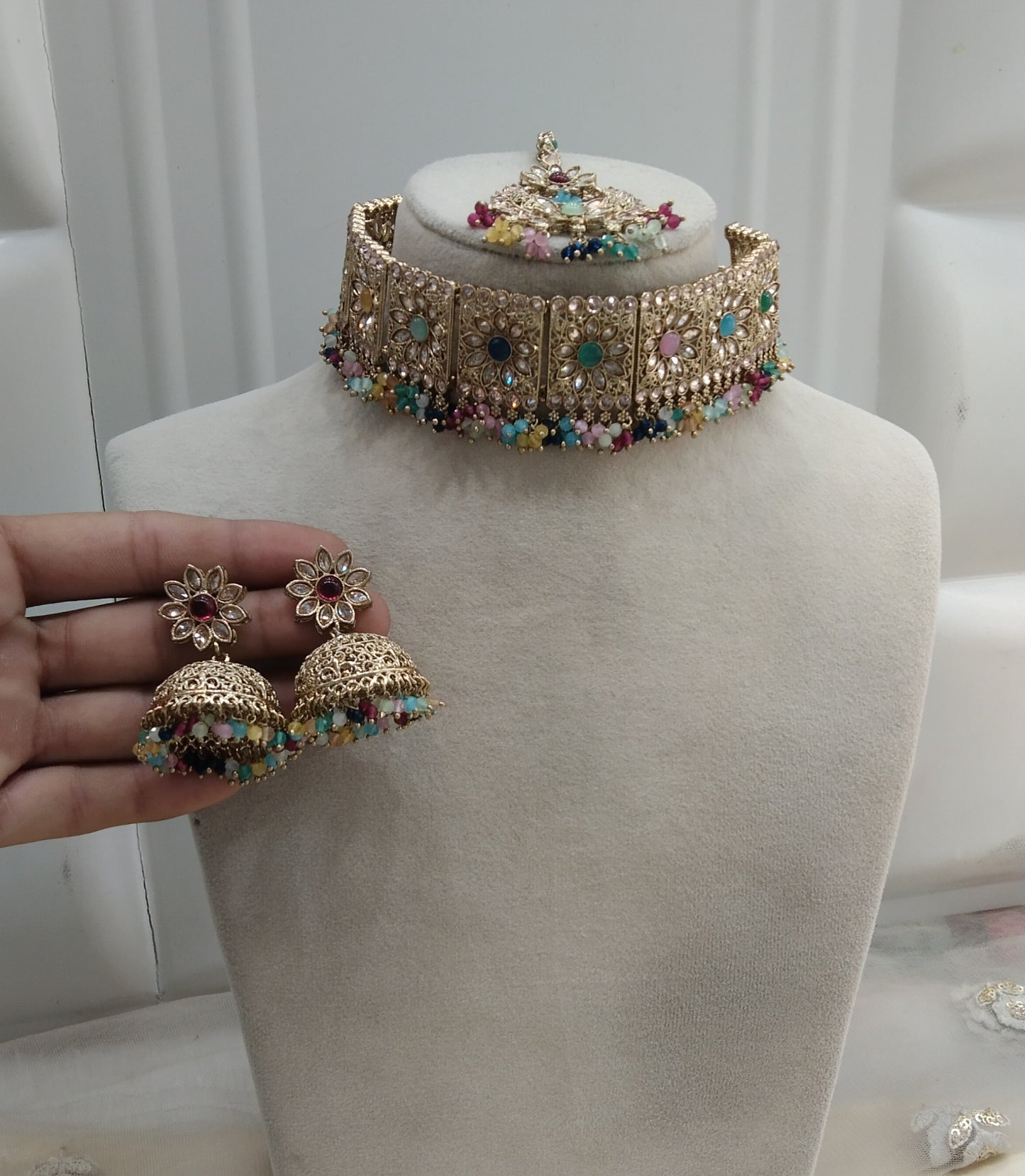 Multi Colour Choker Jewellery Seema  Set