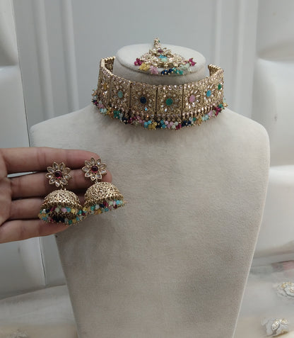 Multi Colour Choker Jewellery Seema  Set