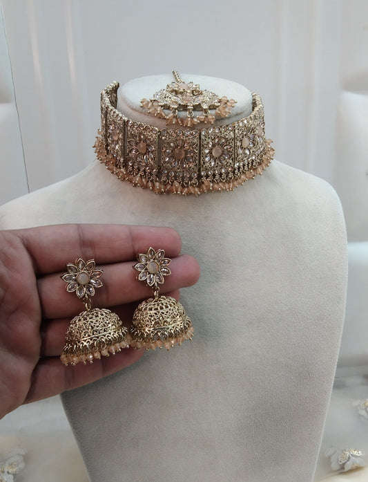 Peach Choker Jewellery Seema  Set
