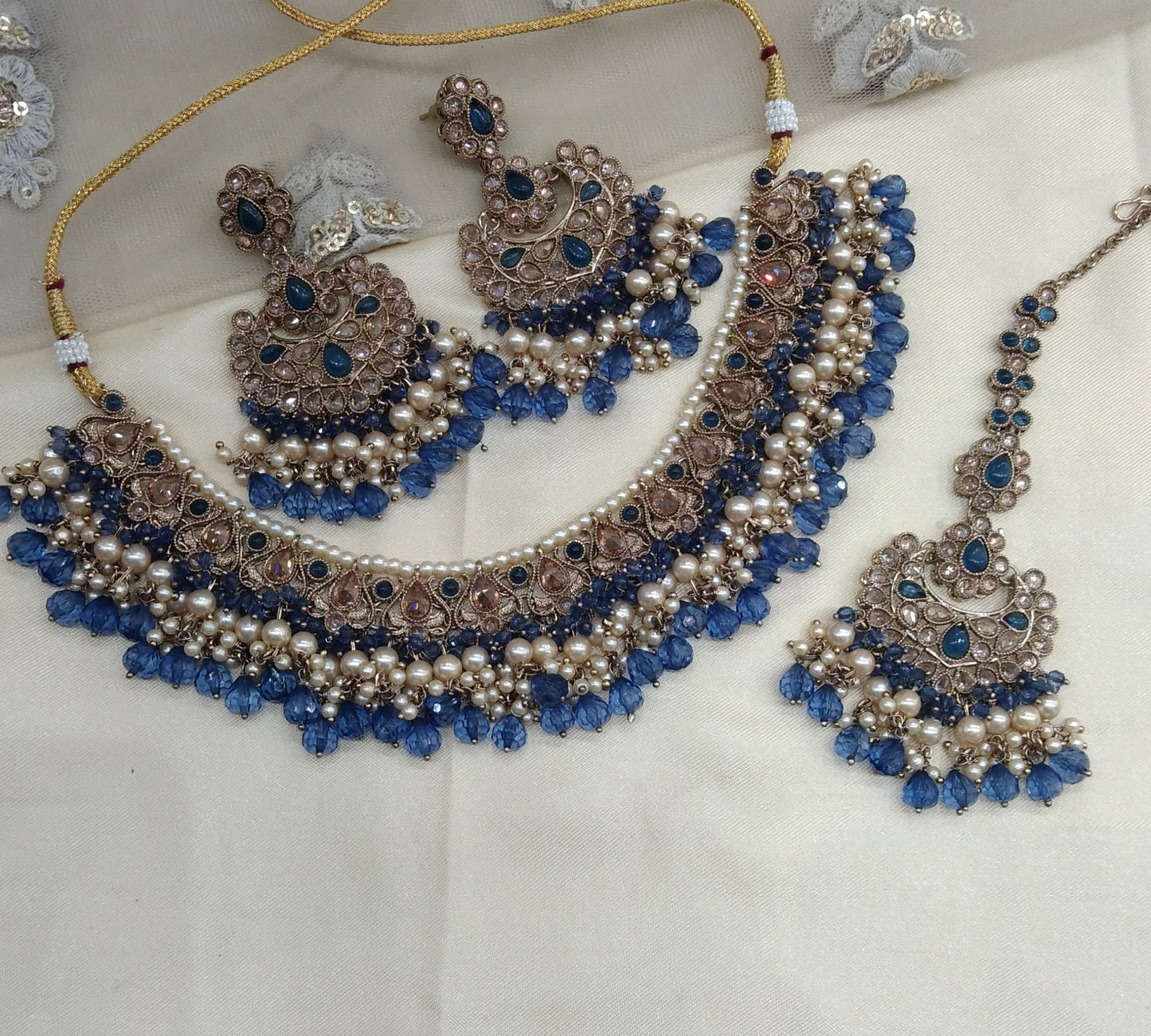 Blue   Necklace Jewellery Nisha Set