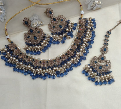 Blue   Necklace Jewellery Nisha Set