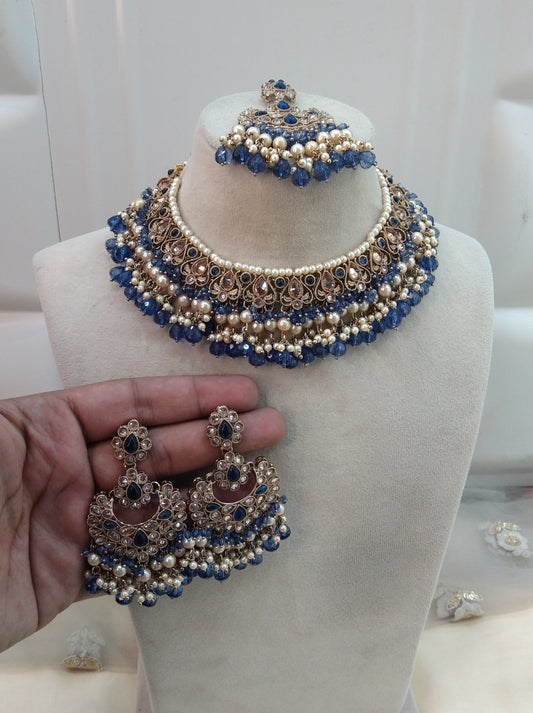 Blue   Necklace Jewellery Nisha Set
