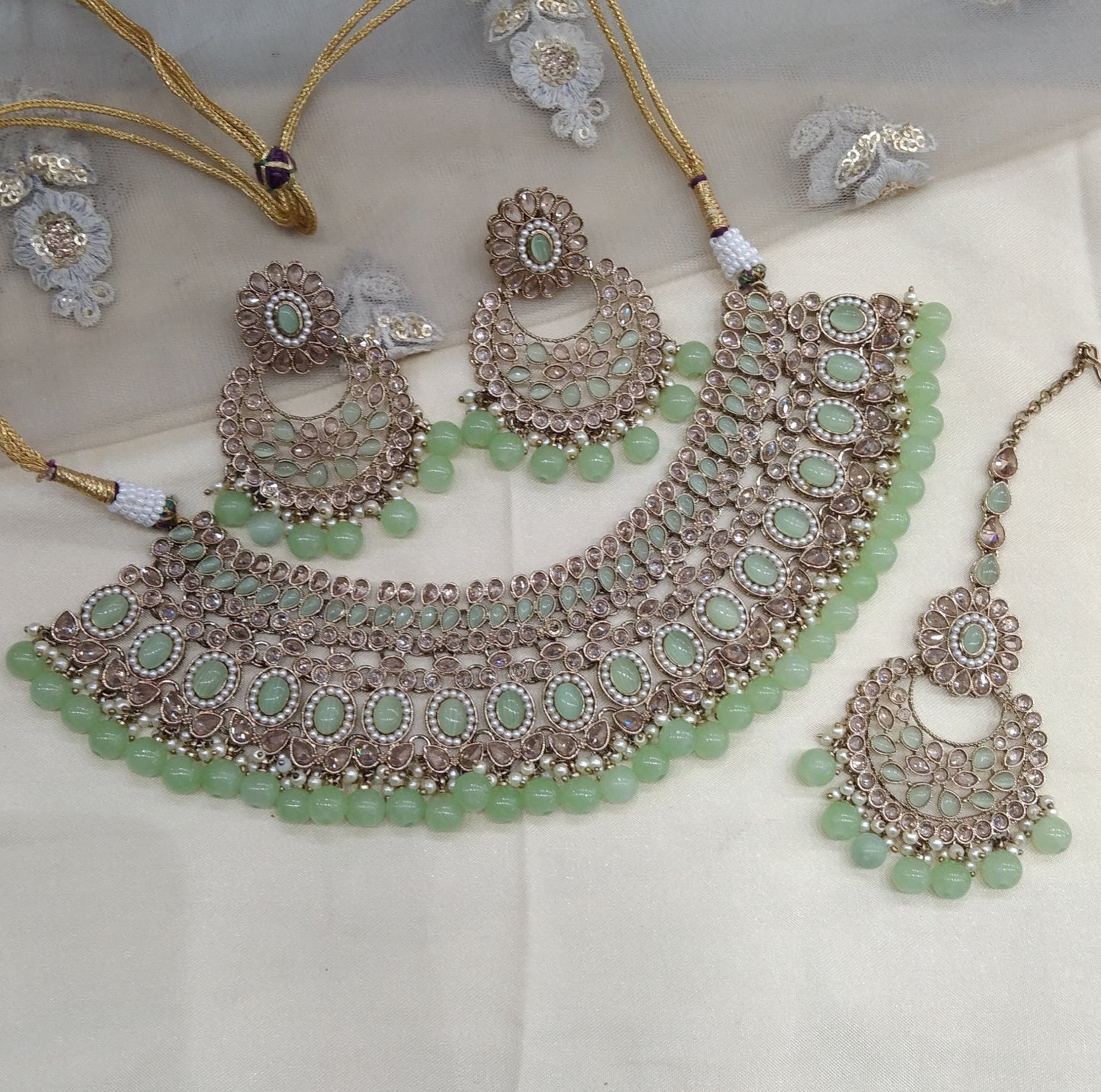 mint   Necklace Jewellery Nisha Set