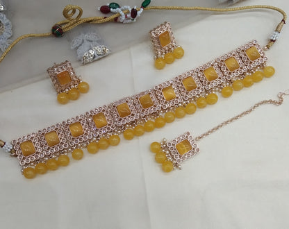 Yellow Choker Jewellery Soha Set