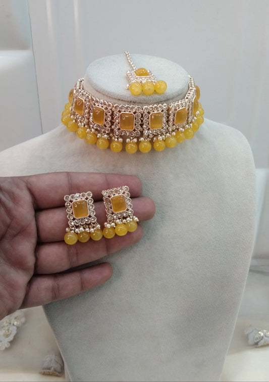 Yellow Choker Jewellery Soha Set