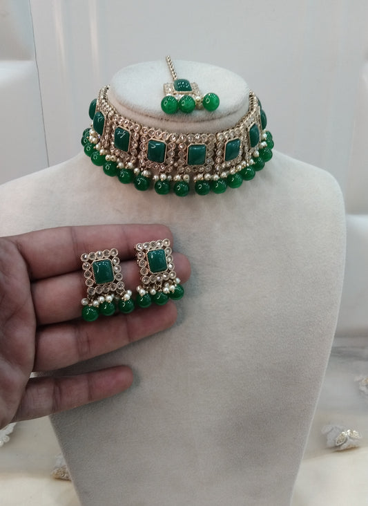 Green Choker Jewellery Soha Set