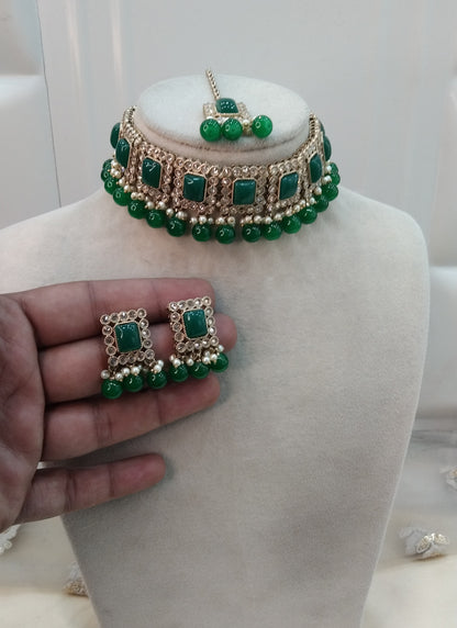 Green Choker Jewellery Soha Set