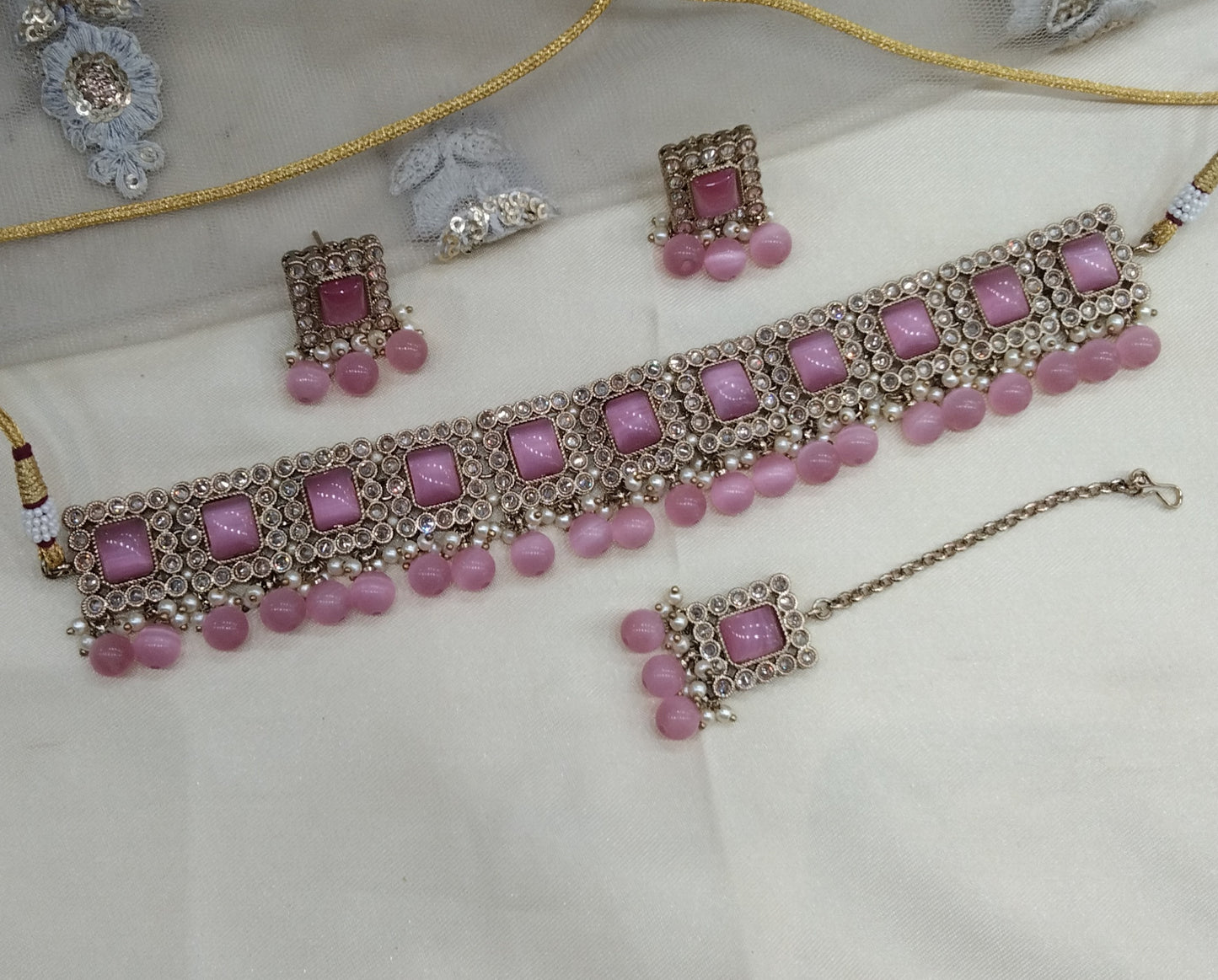 Pink Choker Jewellery Soha Set