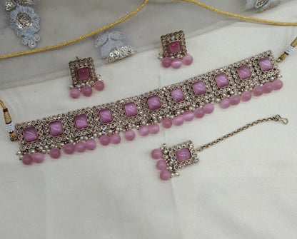 Pink Choker Jewellery Soha Set