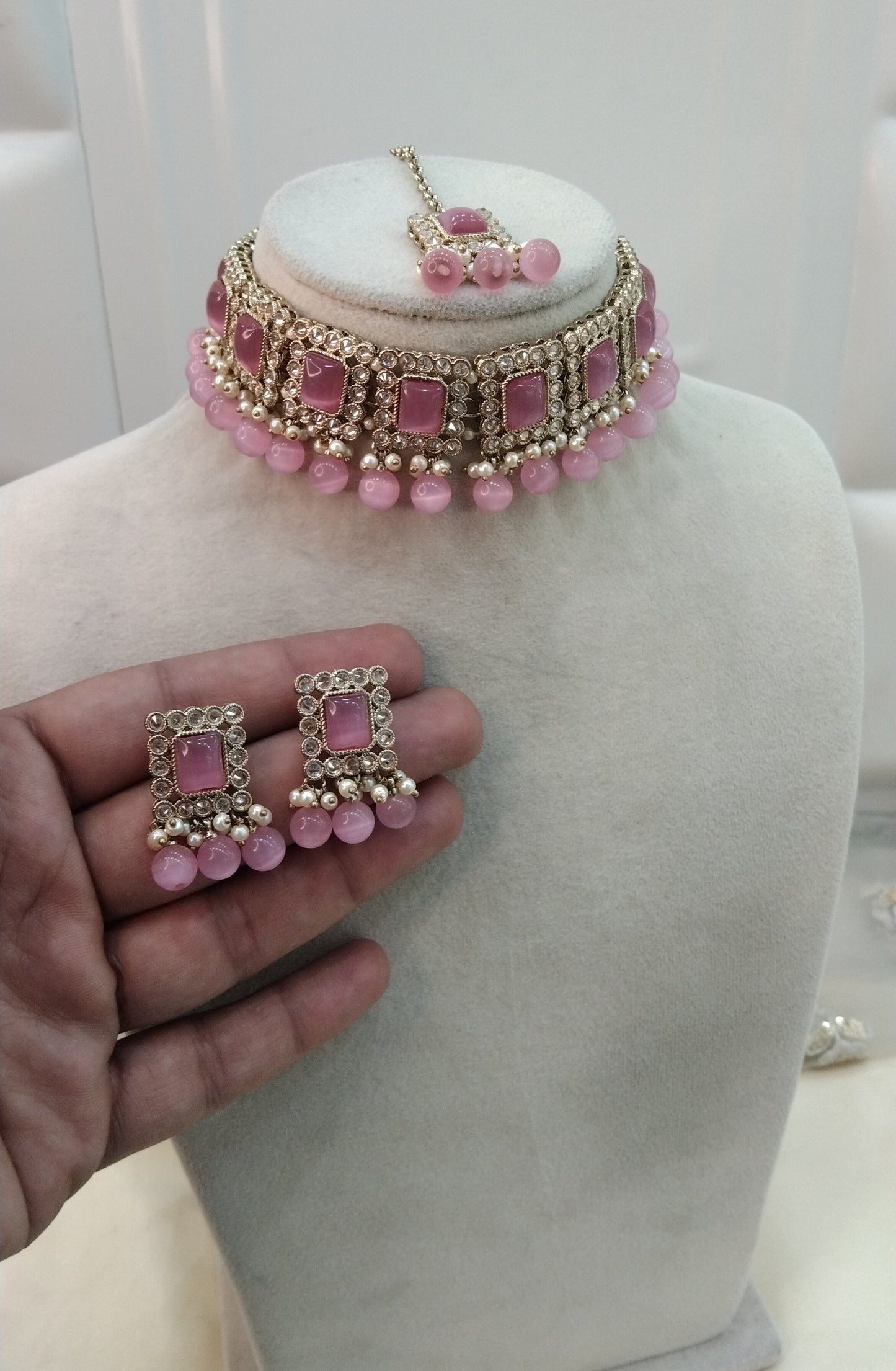 Pink Choker Jewellery Soha Set