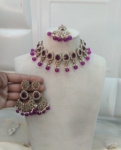 Purple Necklace Jewellery Reet Set