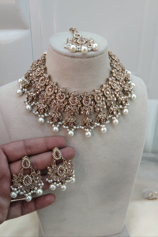 Antique White Necklace Jewellery Jani Set