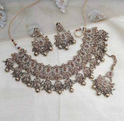 Antique Golden Necklace Jewellery Jani Set