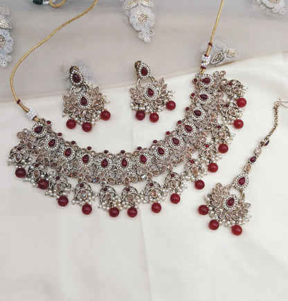 Maroon Necklace Jewellery Jani Set