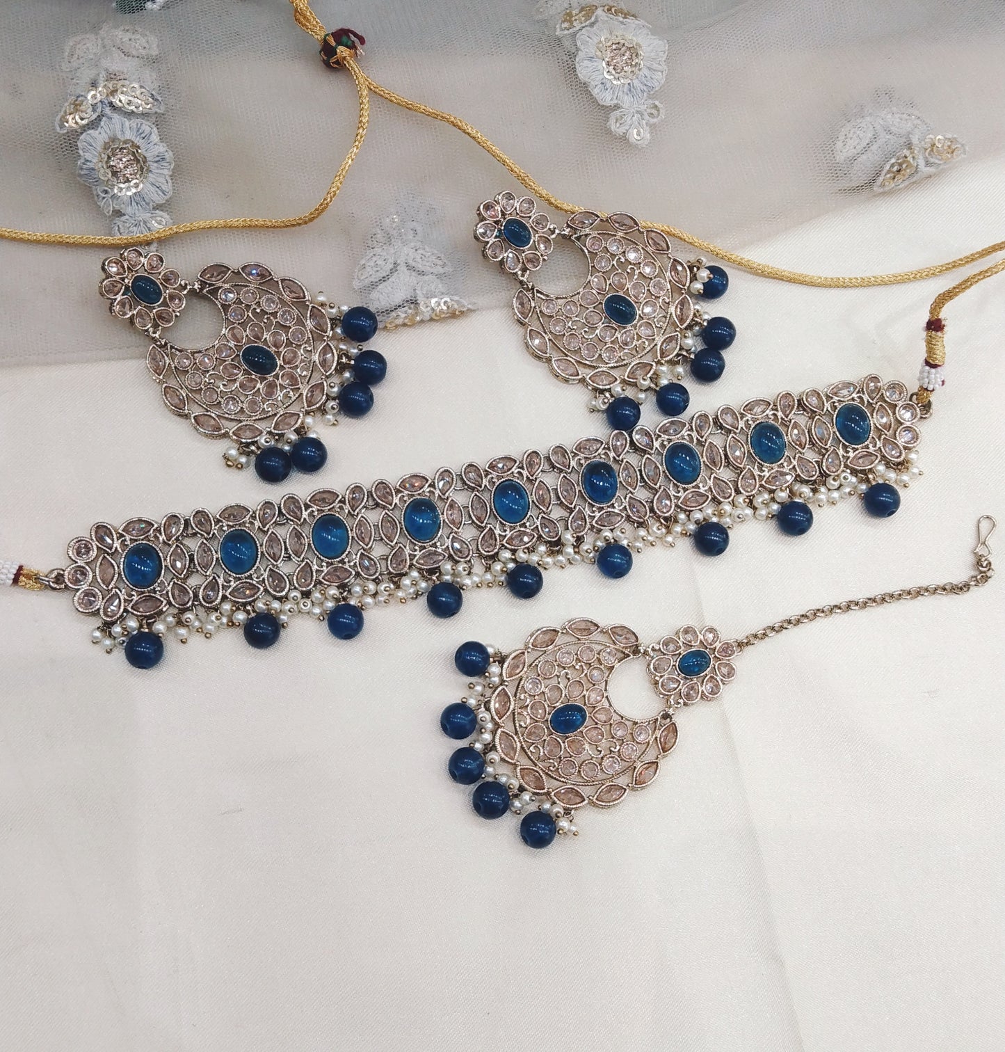 Blue Choker Jewellery Wellington  Set
