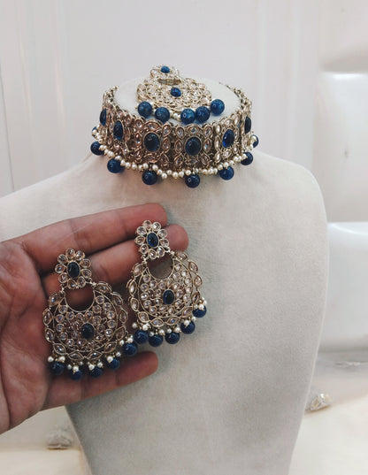 Blue Choker Jewellery Wellington  Set
