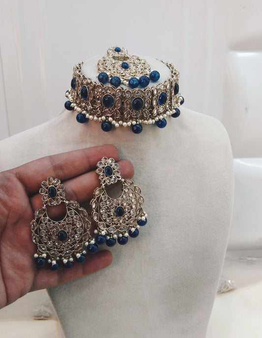 Blue Choker Jewellery Wellington  Set