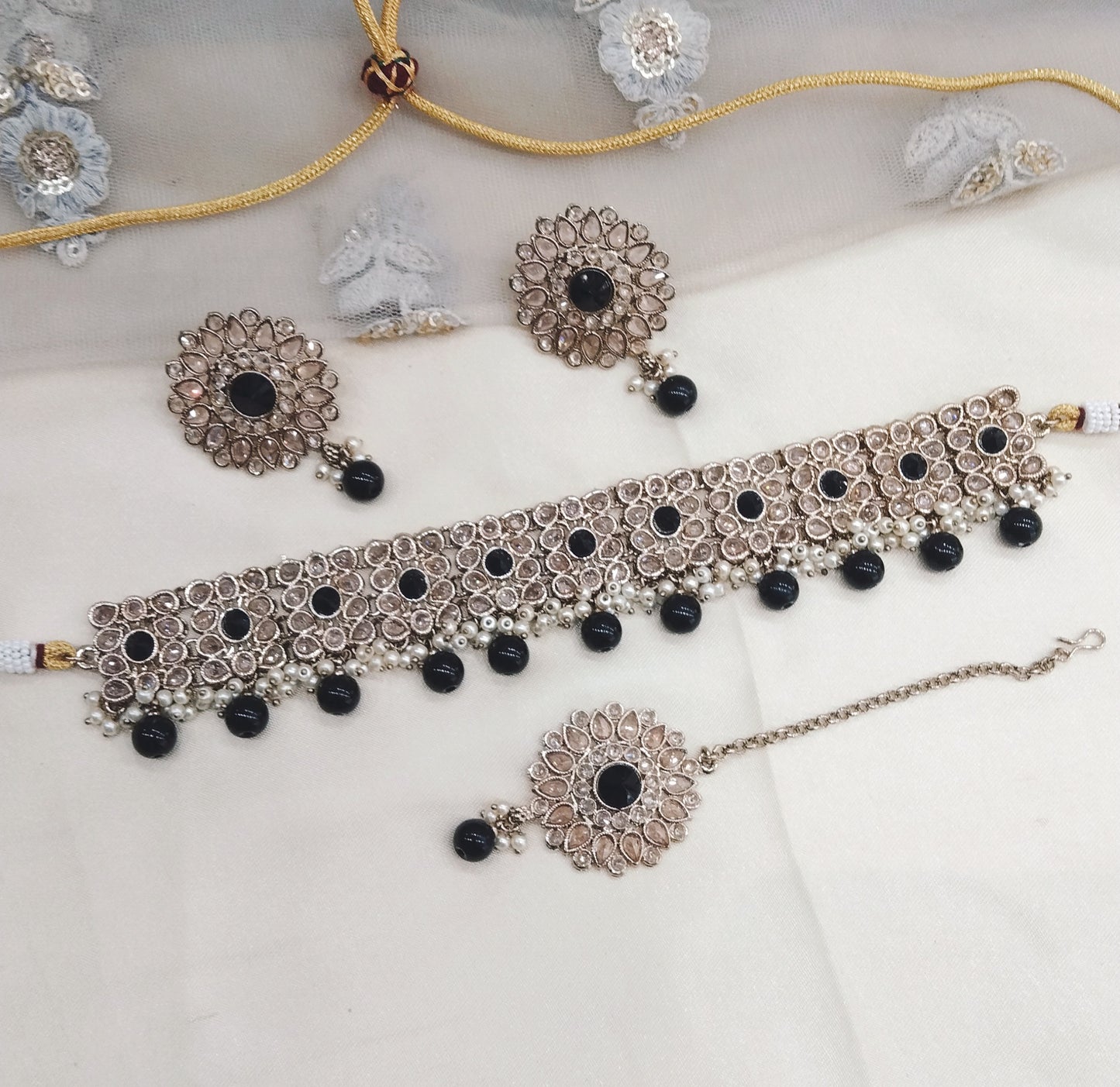 Black Choker Jewellery Holo  Set
