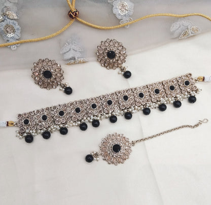 Black Choker Jewellery Holo  Set