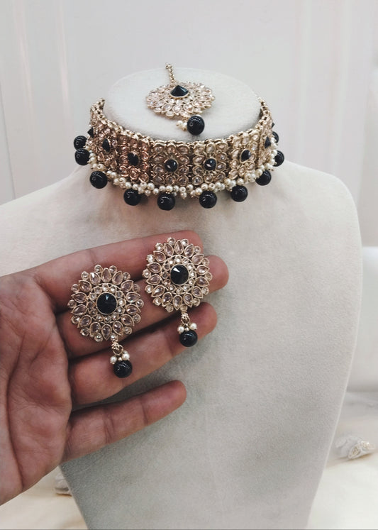 Black Choker Jewellery Holo  Set