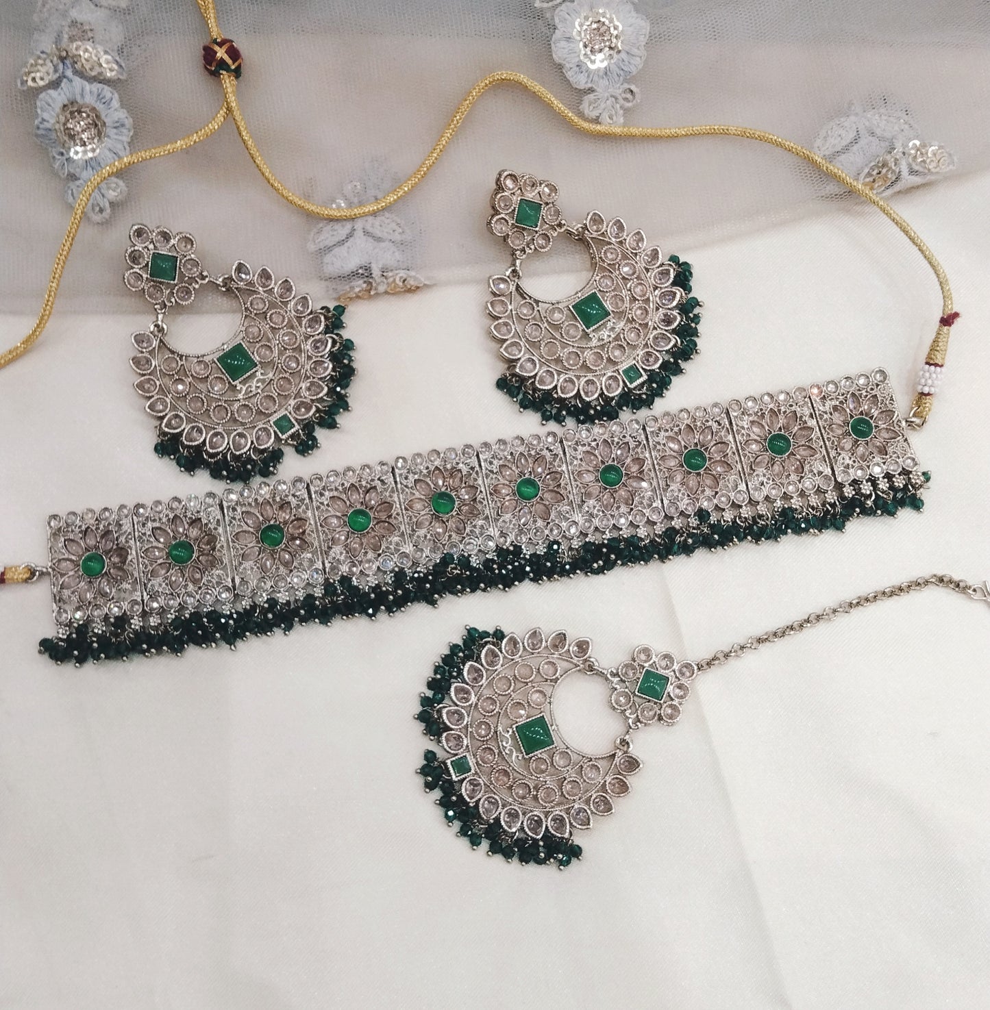 Green Choker Jewellery Shine Set