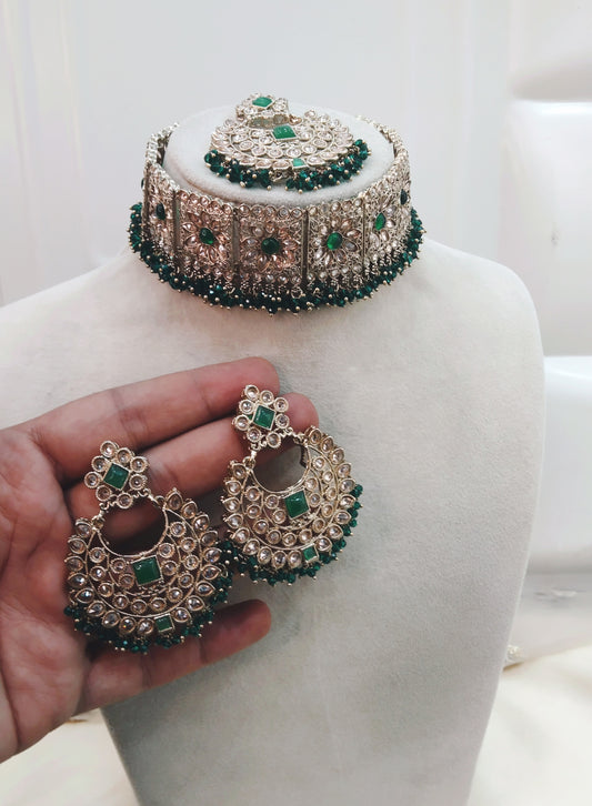 Green Choker Jewellery Shine Set