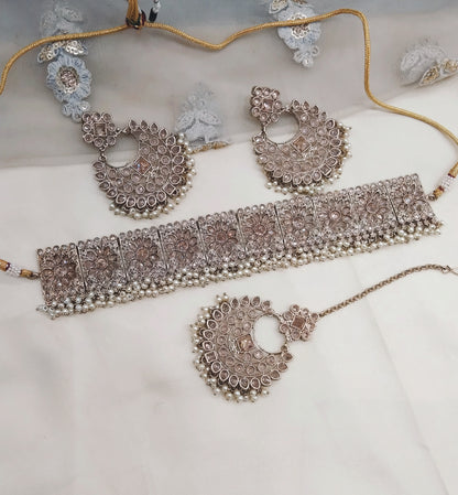 Antique Gold Choker Jewellery Shine Set