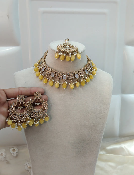 Yellow Necklace Jewellery Hiki Set
