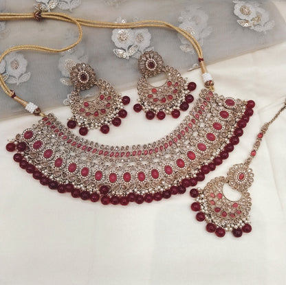 Ruby Necklace Jewellery Nisha Set